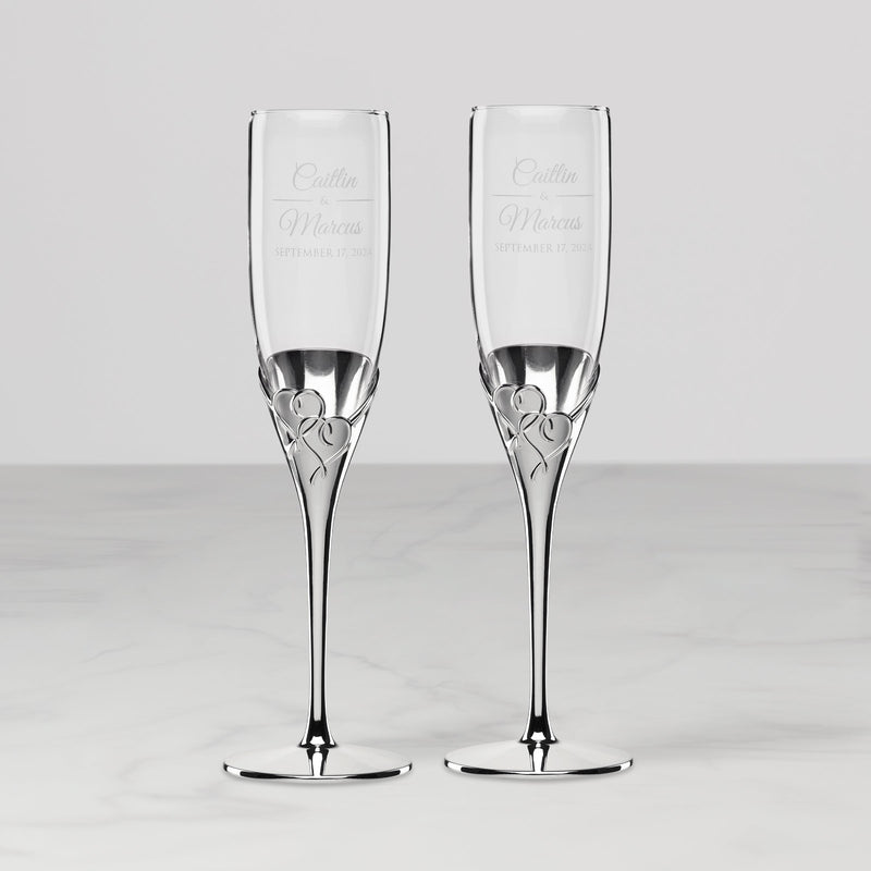 Personalized 1 Love Toasting Flute, Set of 2