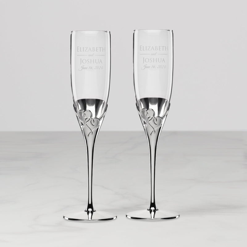 Personalized 1 Love Toasting Flute, Set of 2