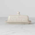 French Perle White Covered Butter Dish