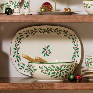 Holiday Salad Bowl & Wood Servers