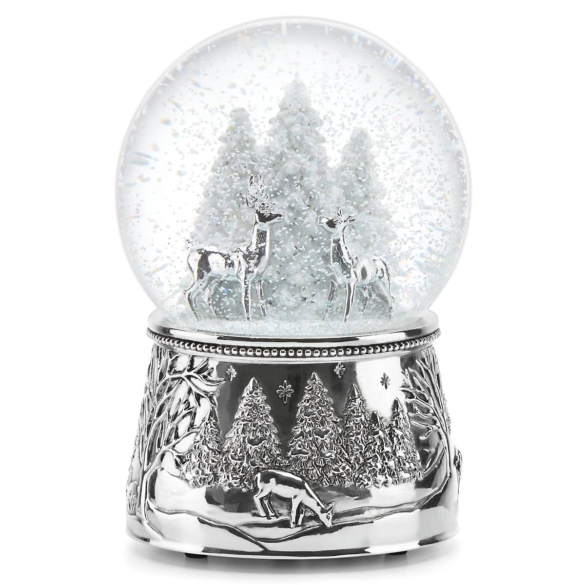 North Pole Bound Reindeer Silverplate Musical Snow Globe – Lenox
