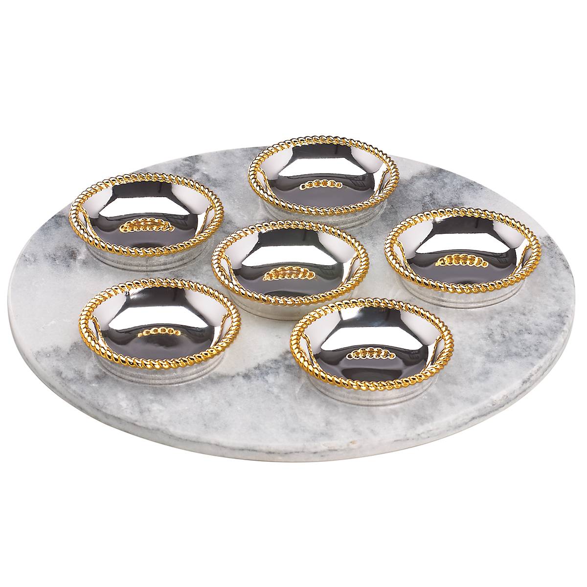 cambridge silversmiths Roseland Seder Plates with Marble Slate