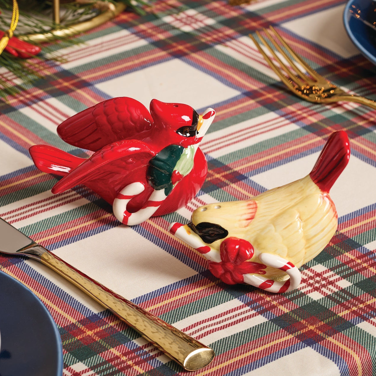 Winter Greetings Bird Figurine Salt & Pepper Set
