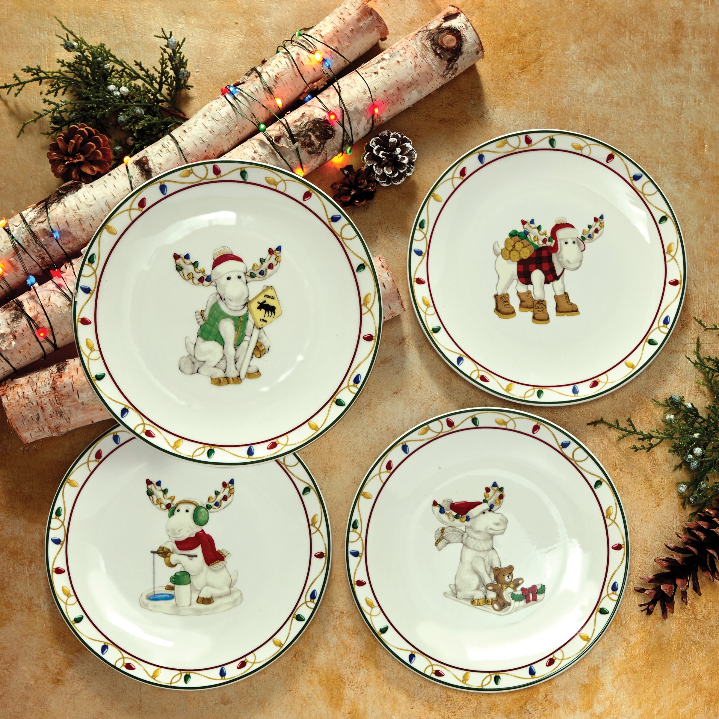Merry Marcel Moose 4-Piece Dessert Plate Set – Lenox Corporation