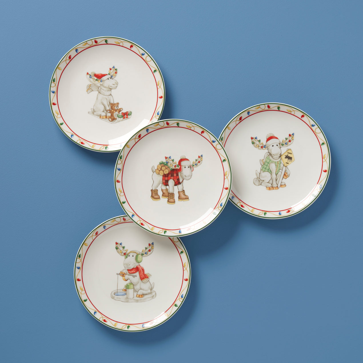 cambridge silversmiths Merry Marcel Moose 4-Piece Dessert Plate Set