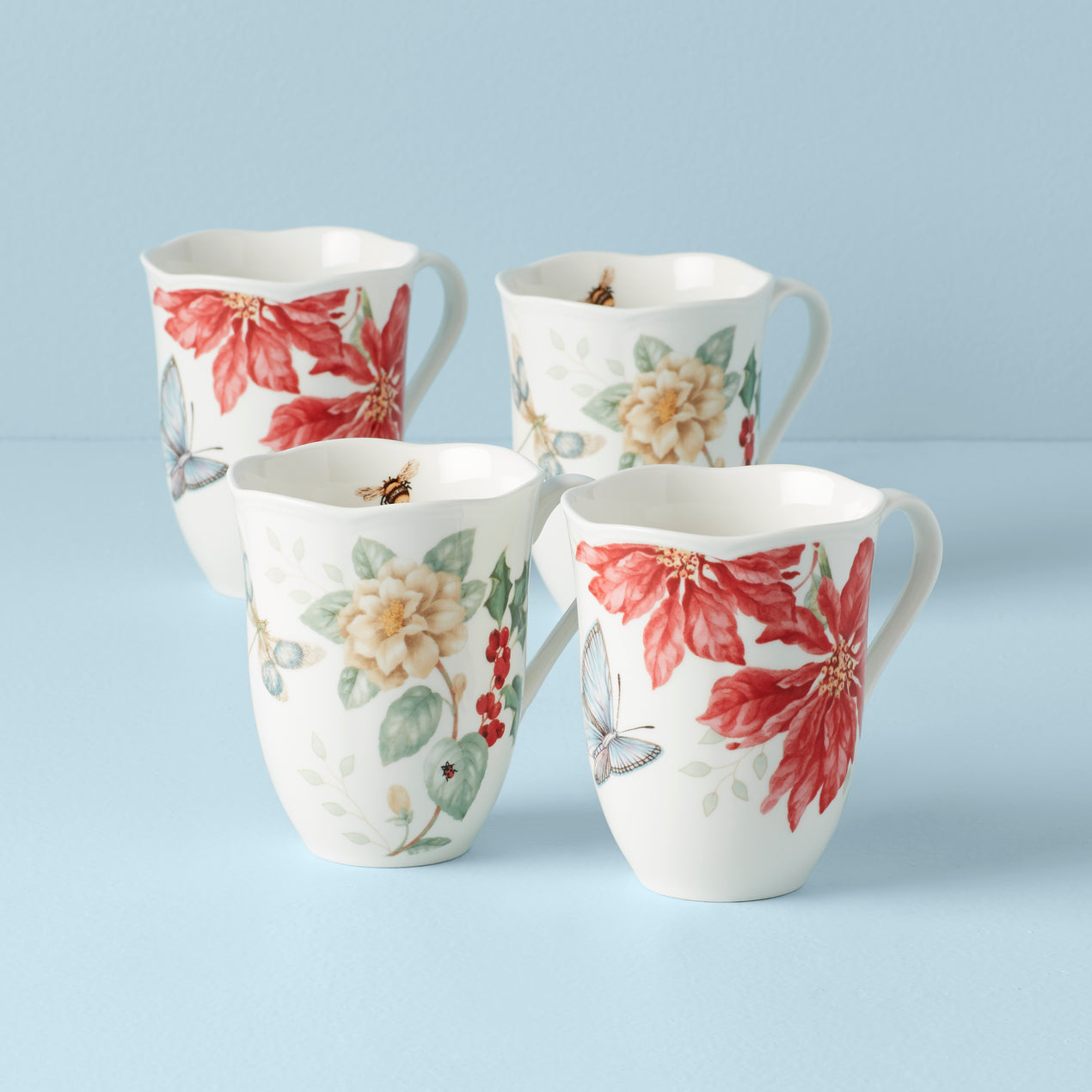 Butterfly Meadow Holiday 4-Piece Mug Set