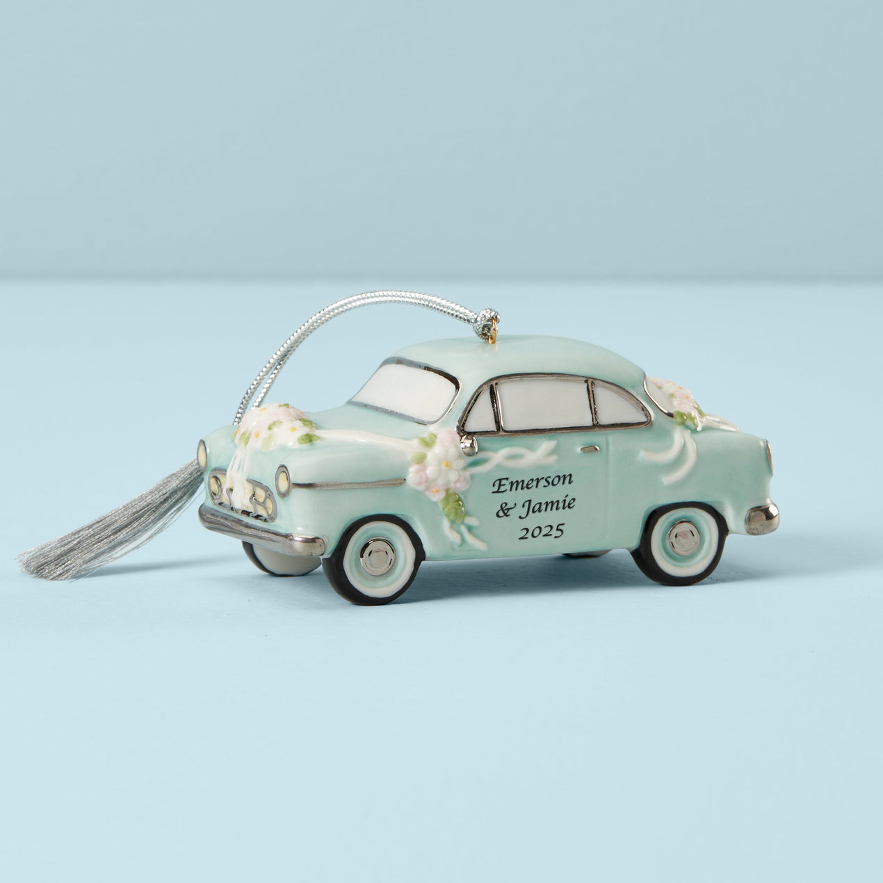 Personalized Just Married Vintage Car Ornament