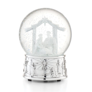 Nativity Silverplate Musical Snow Globe