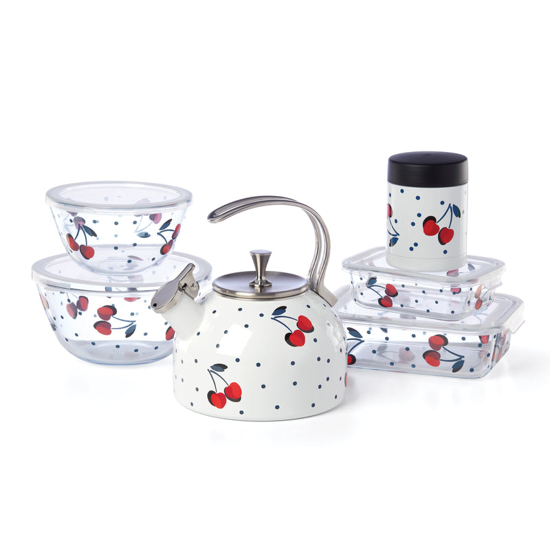 Vintage Cherry Dot 4-Piece Rectangular Storage Set