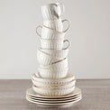 French Perle Groove White 12-Piece Pasta Bowl Dinnerware Set