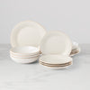French Perle Groove White 12-Piece Dinnerware Set