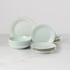 French Perle Groove Ice Blue 12-Piece Dinnerware Set