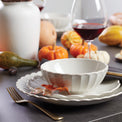 French Perle Scallop White 24-Piece Dinnerware Set