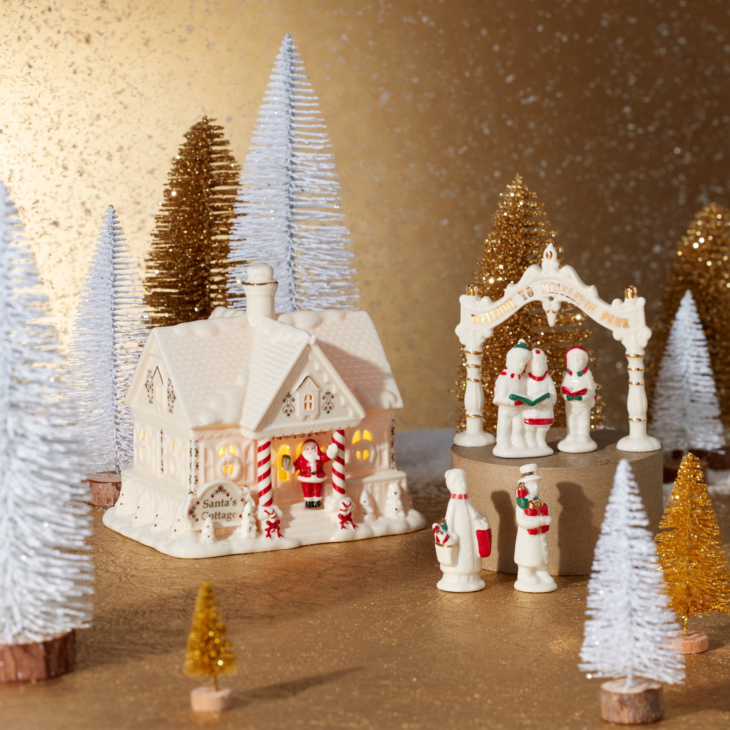 Mistletoe Park Lit Cottage & Caroler Figurine Set – Lenox Corporation