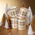 Holiday Plaid Mugs, Set of 4