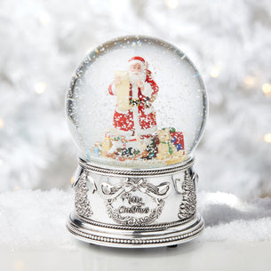 Winter Traditions Santa Silverplate Musical Snow Globe