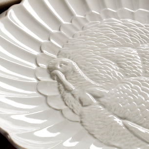 French Perle White Carved Turkey Platter