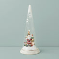 Lit Christmas Cone with Santa Scene