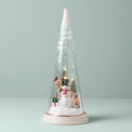 Lit Christmas Cone with North Pole Snowman Scene