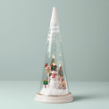 Lit Christmas Cone with North Pole Snowman Scene
