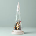 Lit Christmas Cone with North Pole Snowman Scene