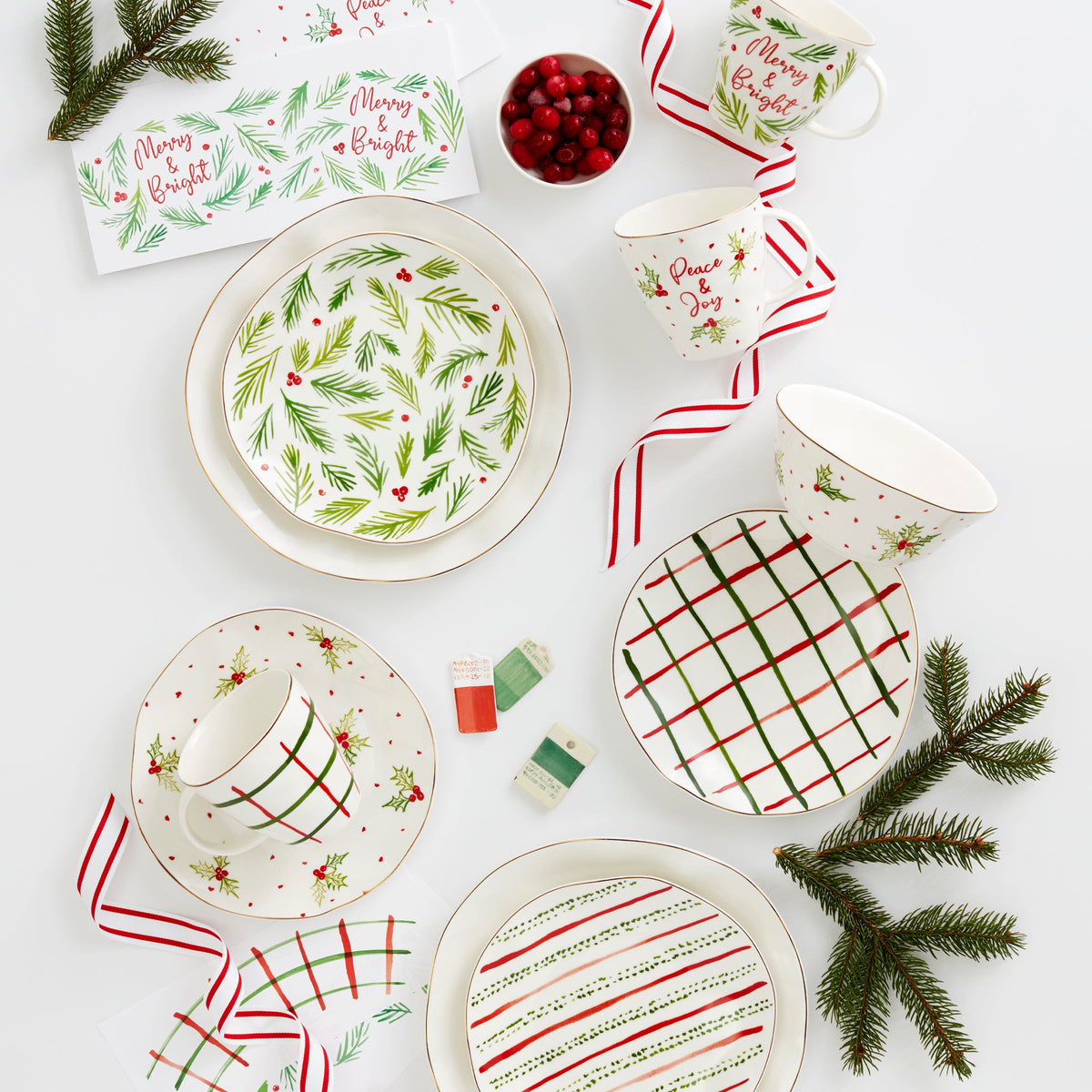 Lenox Bayberry 12-piece Dessert Set In Red/green Lenox Bayberry 12-piece Dessert Set In Red/green