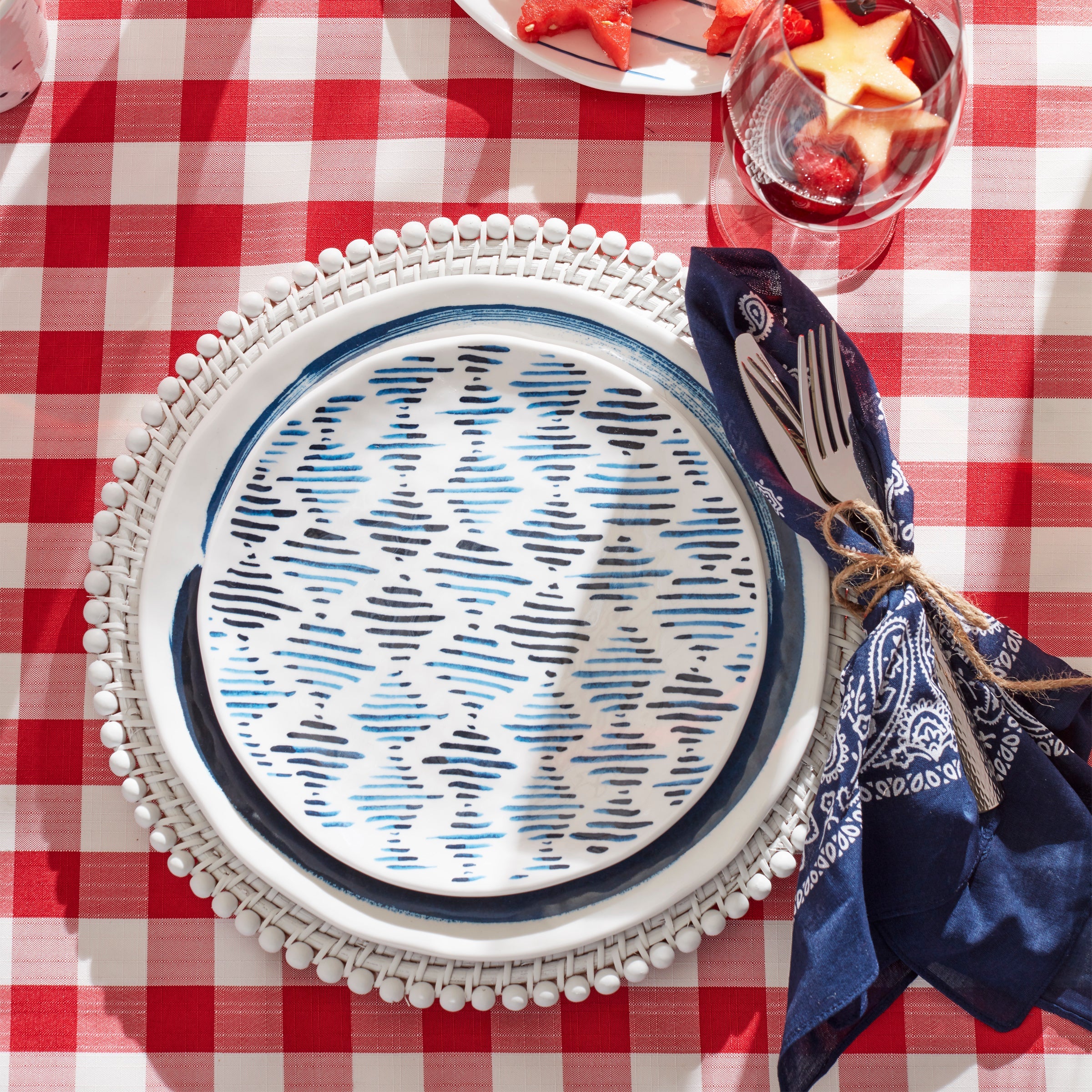 【新品】LAPUAN K Linenket (95x180cm) ホワイトブルー Blue Bay Melamine 16-Piece Dinnerware Set – Lenox Corporation