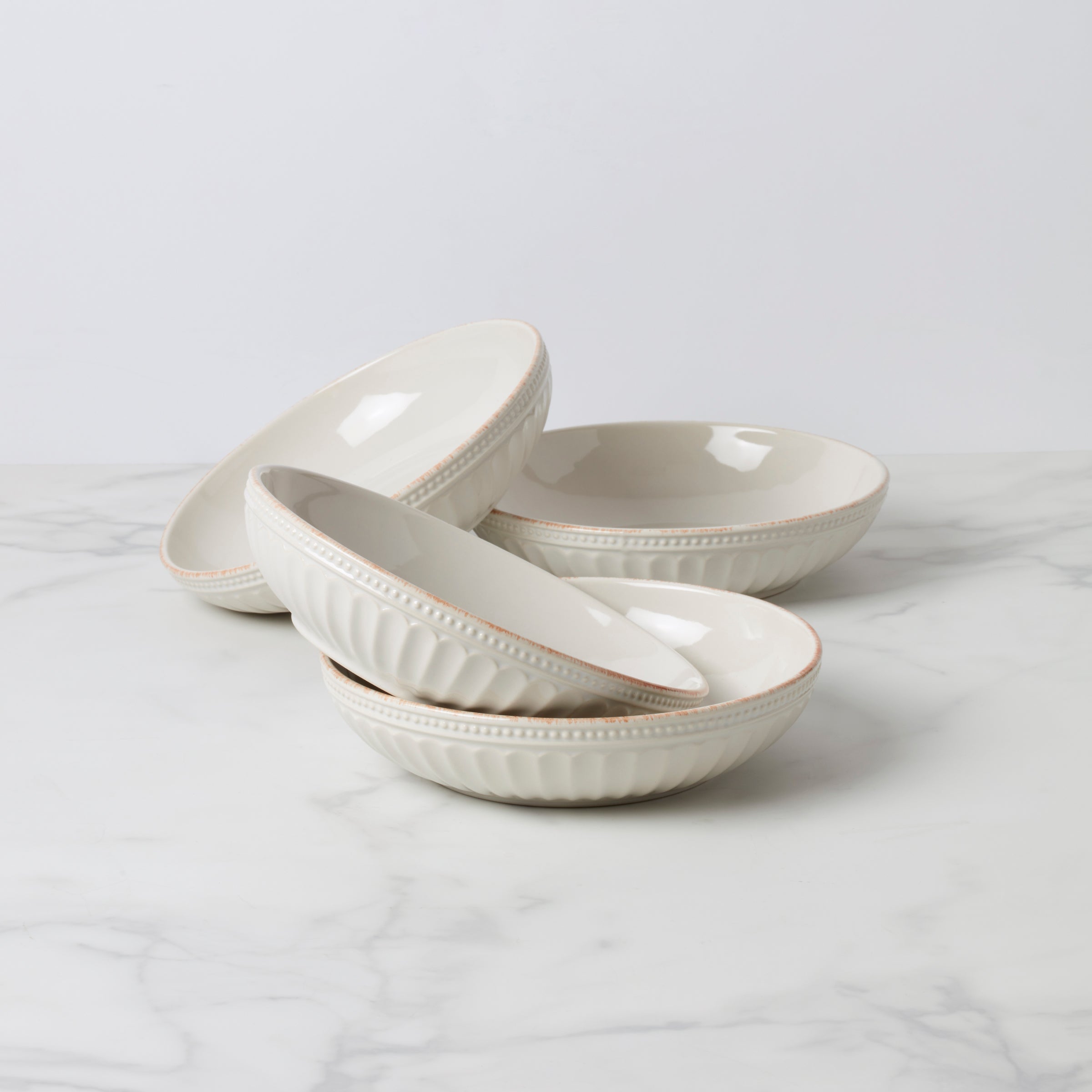 French Perle Groove White Pasta Bowls, Set of 4 – Lenox Corporation