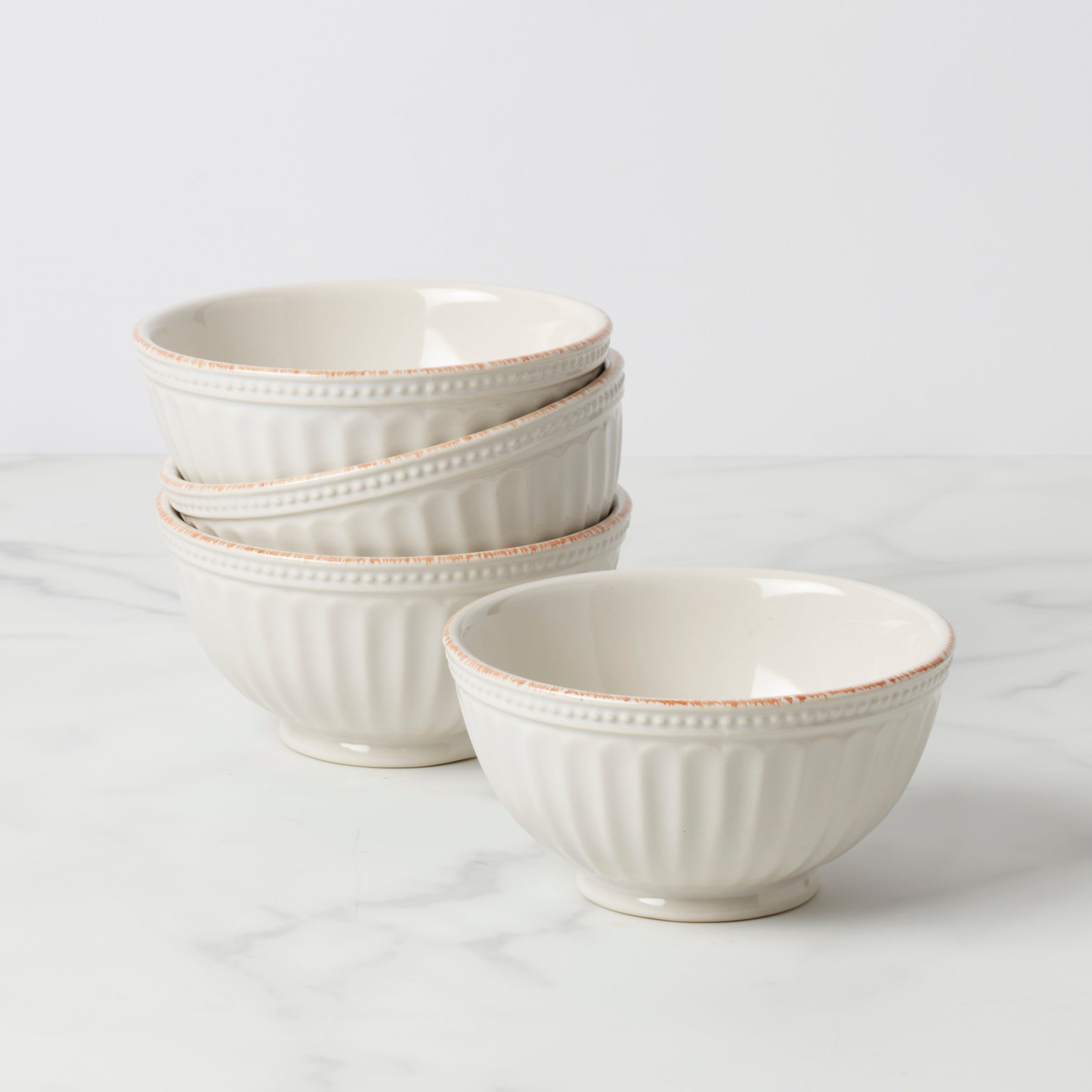 LENOX ボウル French Perle Groove White All-Purpose Bowls, Set of 4 – Lenox
