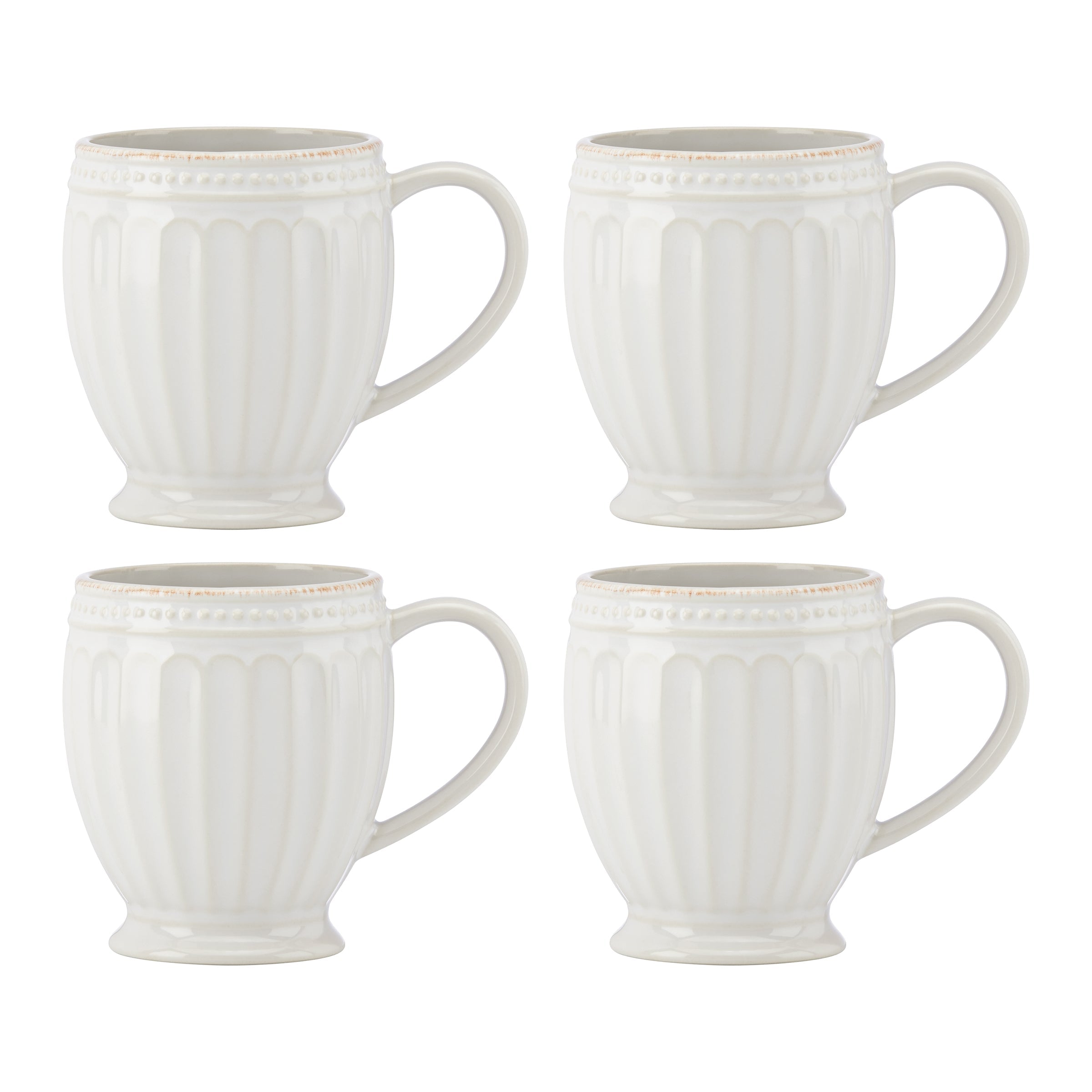 French Perle Groove White Mugs, Set of 4 – Lenox Corporation