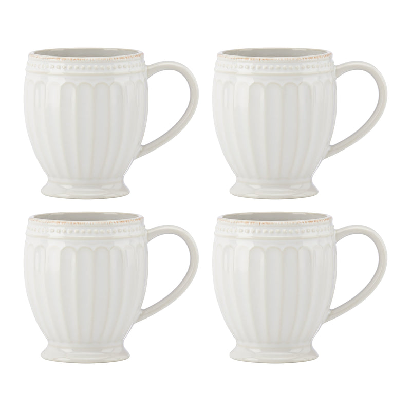 French Perle Groove White Mugs, Set of 4 – Lenox Corporation