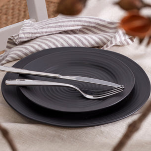 Ridge Black 12-Piece Dinnerware Set