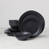 Ridge Black 12-Piece Dinnerware Set