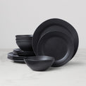 Ridge Black 12-Piece Dinnerware Set