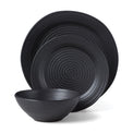 Ridge Black 12-Piece Dinnerware Set