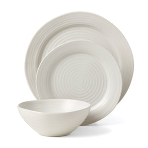 Ridge White 12-Piece Dinnerware Set