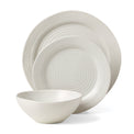 Ridge White 12-Piece Dinnerware Set