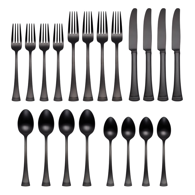 Portola Satin Black 20-Piece Flatware Set