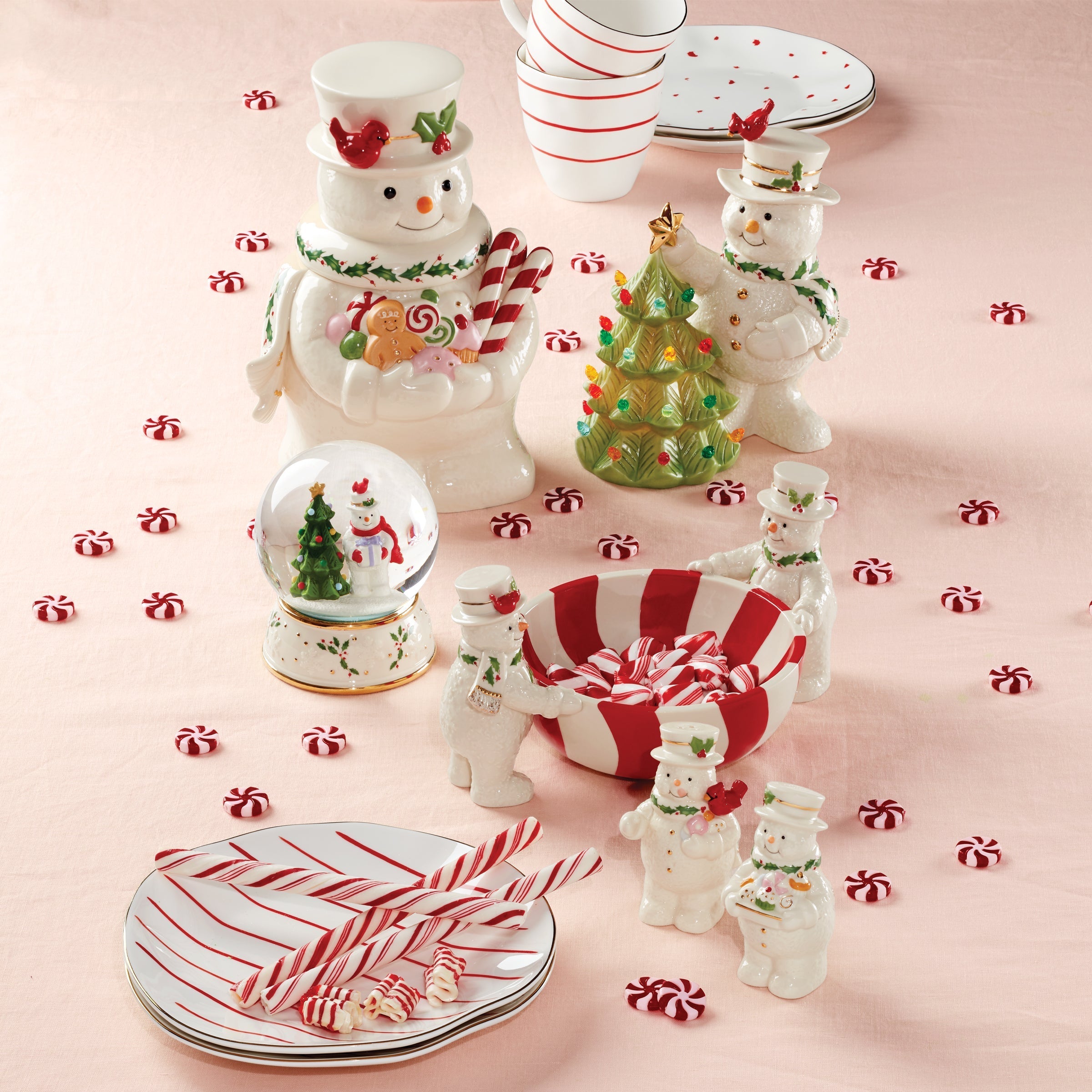 パースシャー・ペーパーウェイト　Christmas1997 スノーマン Happy Holly Days Snowmen Salt & Pepper Set – Lenox Corporation