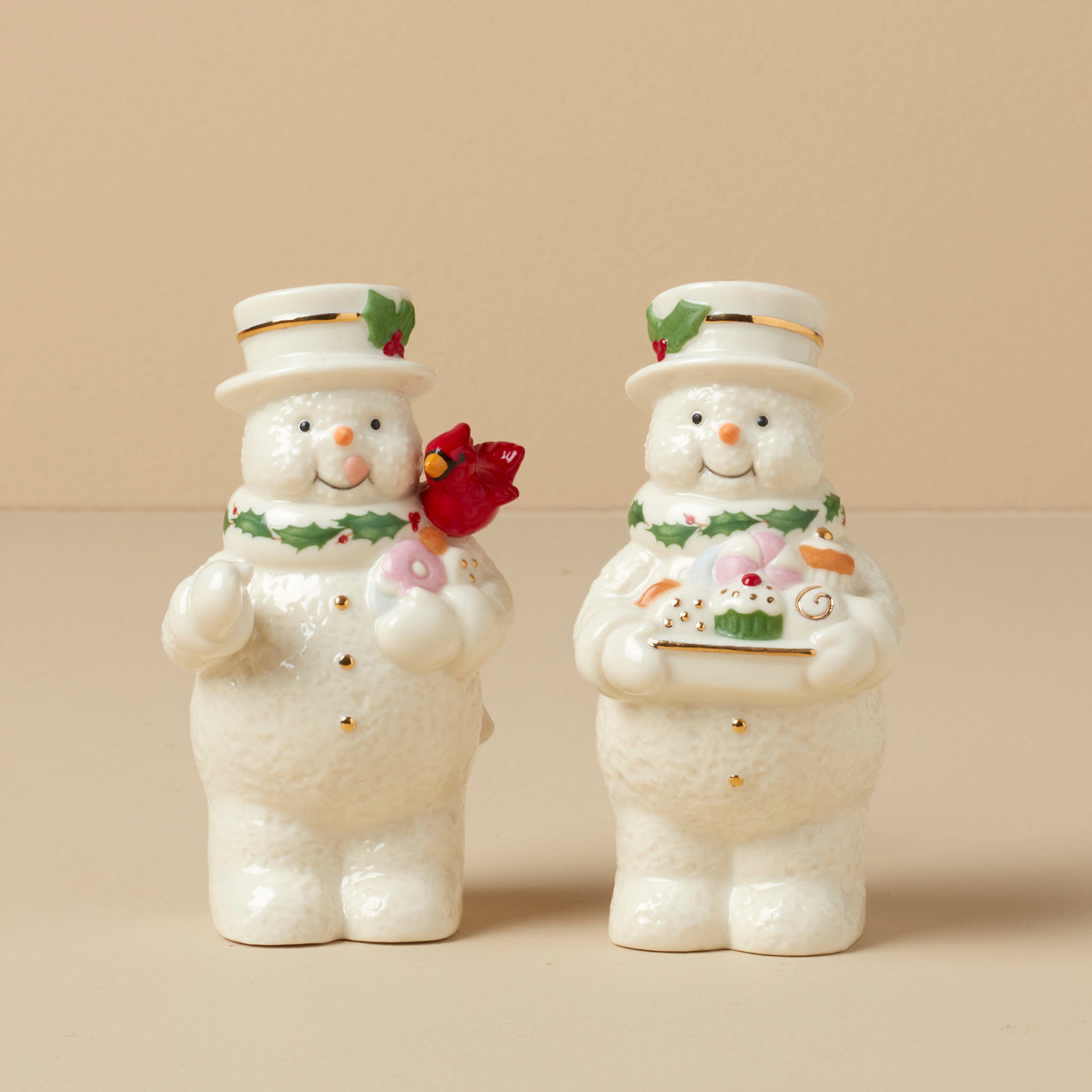 cambridge silversmiths Happy Holly Days Snowmen Salt & Pepper Set