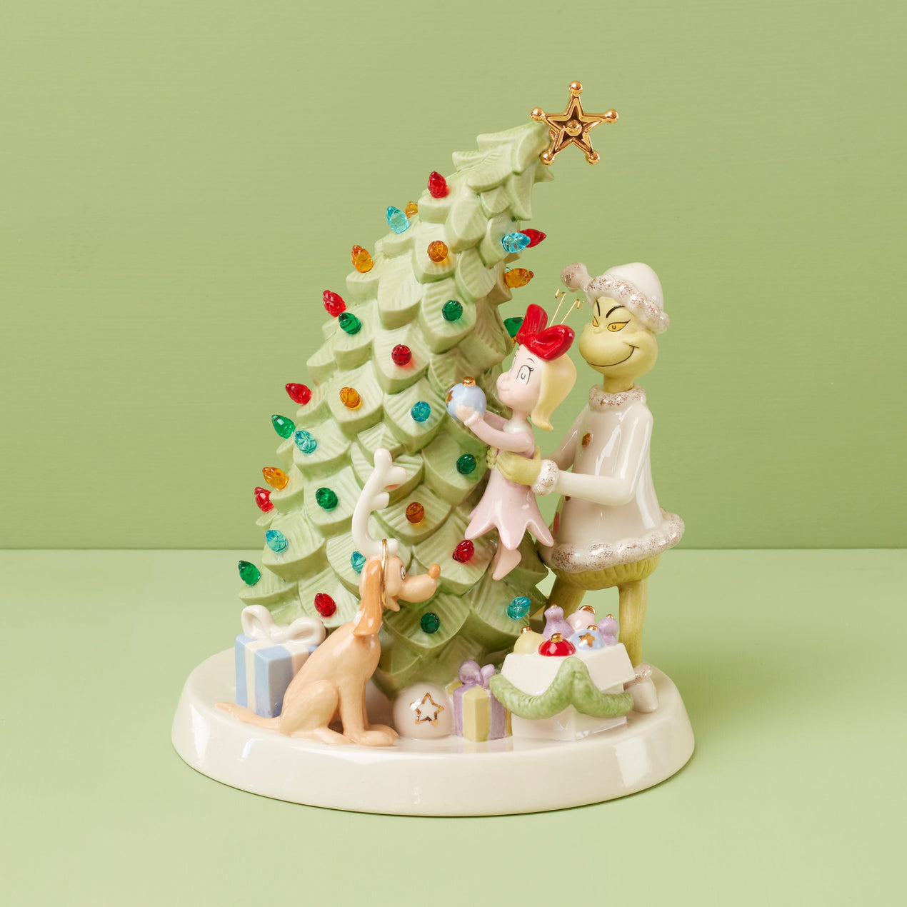 Merry Grinchmas Trimming The Tree Lit Figurine