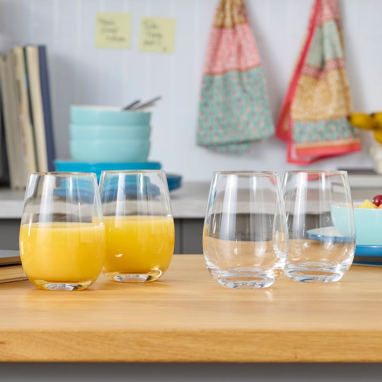 5 O'Clock Stemless Wine Glasses, Set of 4