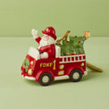 Santa In Fire Truck Ornament