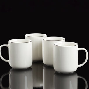 24 Seven Black Rim Mugs, Set of 4