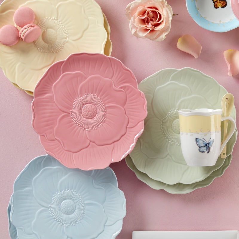 Butterfly Meadow Floral Set of 4 Accent Plates - Blue