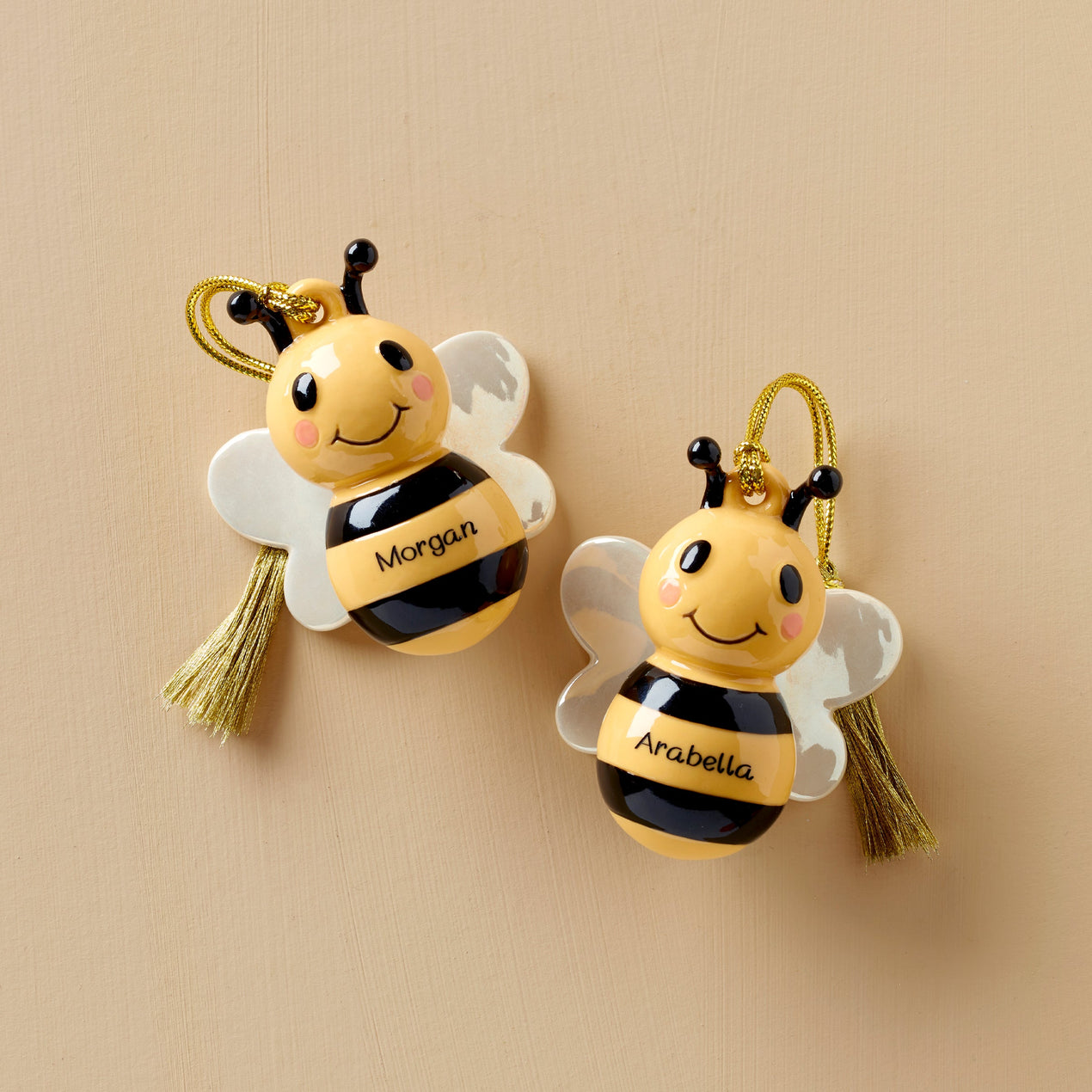 Personalized Forever Friends Bees 2-Piece Ornament Set