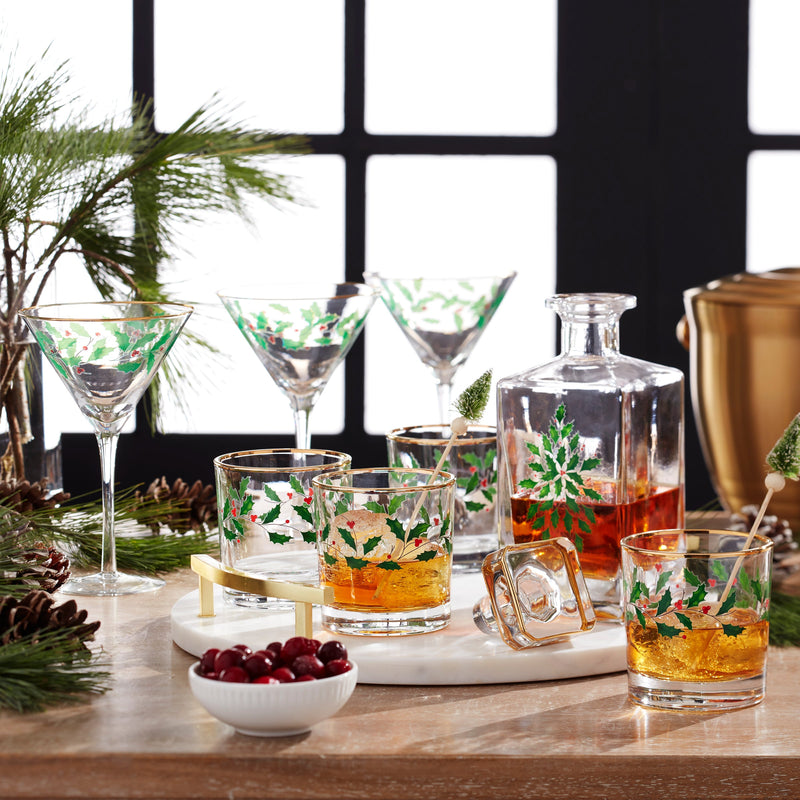 Holiday 5-Piece Decanter & Whiskey Glass Set Lenox