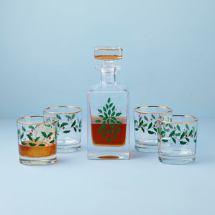 Holiday 5-Piece Decanter & Whiskey Glass Set