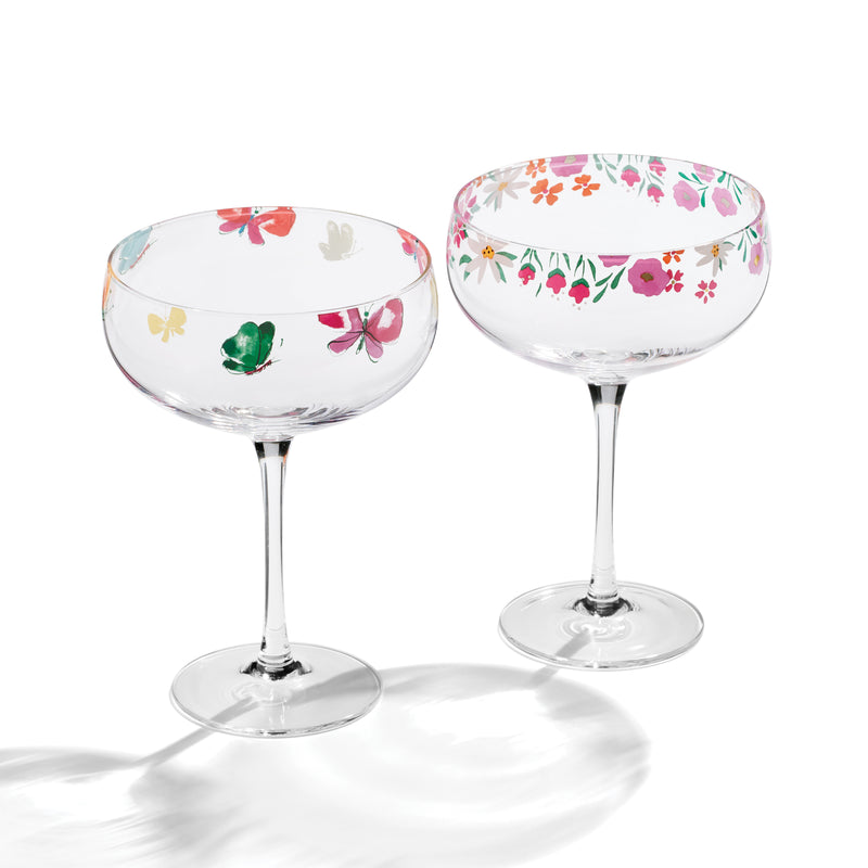 10 oz Floral Brights Coupe Glasses, Set Of 2