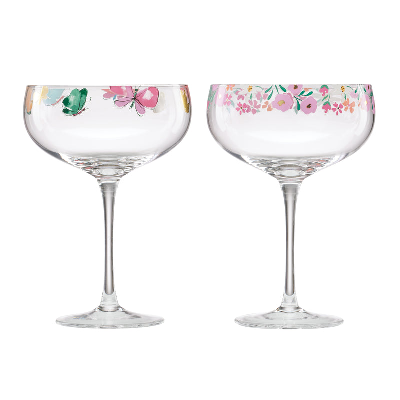 10 oz Floral Brights Coupe Glasses, Set Of 2